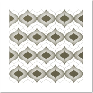 Ogee forest olive khaki green pattern Posters and Art